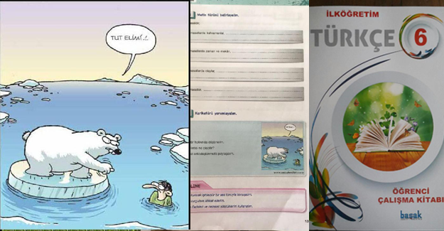 Türkçe Dersi Öğrenci Çalışma Kitabı’nda 'kutup ayılı' karikatüre tepki