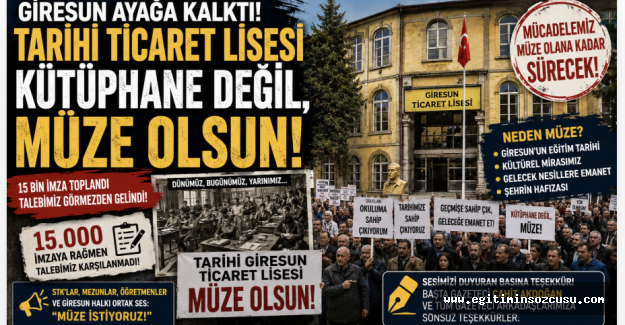 Giresun'da Tarihi Ticaret Lisesi Krizi Büyüyor! Mezunlar ve STK'lar: Kütüphane değil Müze yapılsın!
