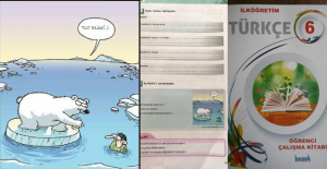 Türkçe Dersi Öğrenci Çalışma Kitabı’nda 'kutup ayılı' karikatüre tepki